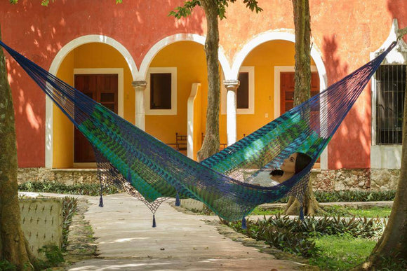 Hammock Deluxe Outdoor Cotton Mexican   in Caribe  Colour