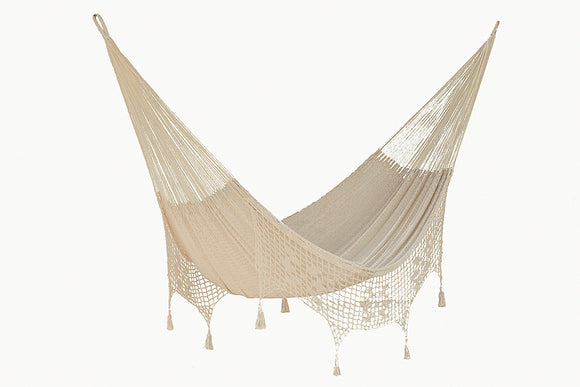 Hammock  Deluxe Outdoor Cotton Mexican in Cream Colour King Size